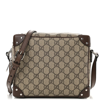 Gucci GG Supreme Monogram Textured Calfskin Square Messenger Bag Beige Ebony New Acero 1 of 10