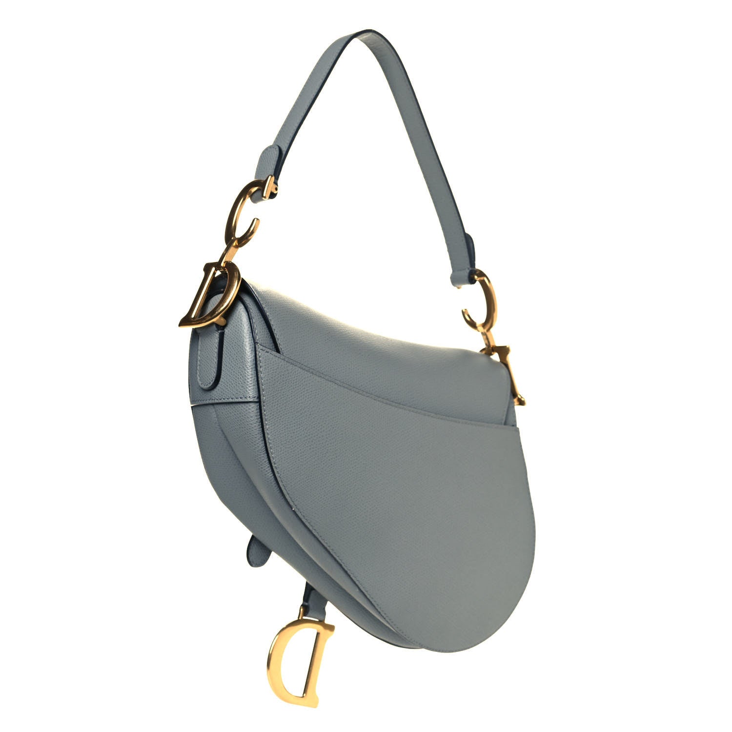 Christian Dior Grained Calfskin Saddle Bag Sky Blue 3 of 12