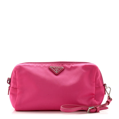 Prada Tessuto Nylon Vela Saffiano Necessaire Wristlet Pouch Fuxia 1 of 10