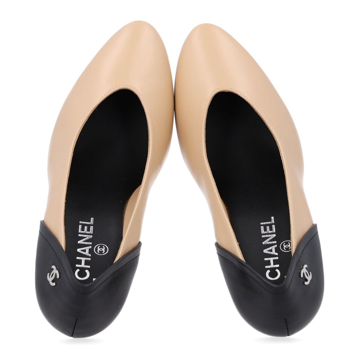 Chanel Lambskin Calfskin Cap Toe Pumps 40 Black Beige 2 of 11