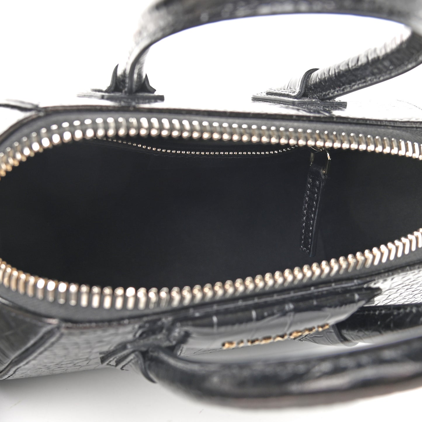 Calfskin Crocodile Embossed Mini Antigona Black
