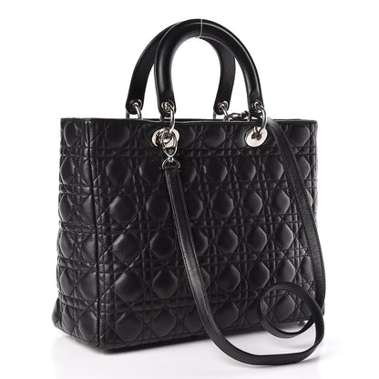 Christian Dior Lambskin Cannage Large Lady Dior Black 3 of 11