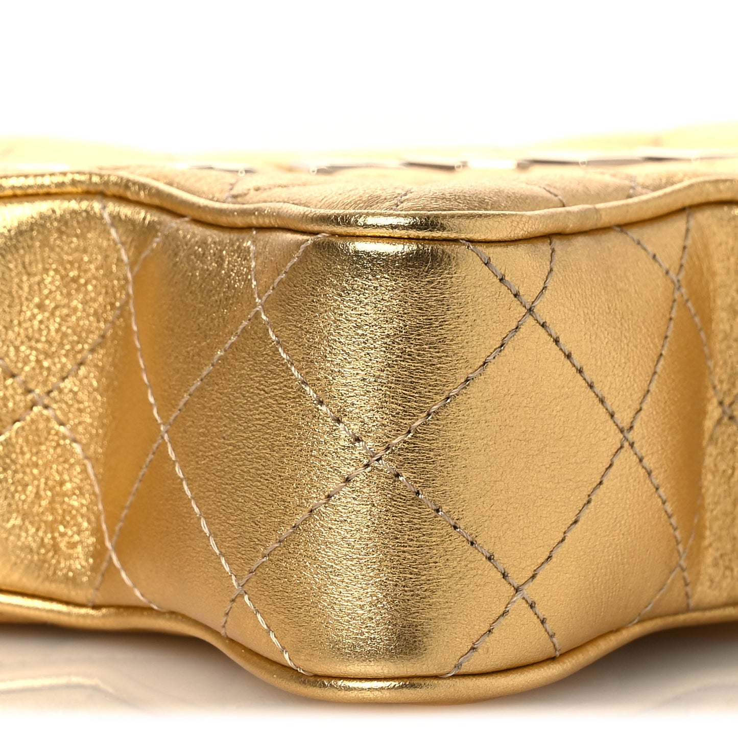 Metallic Lambskin Quilted Walk Of Fame Star Bag Gold