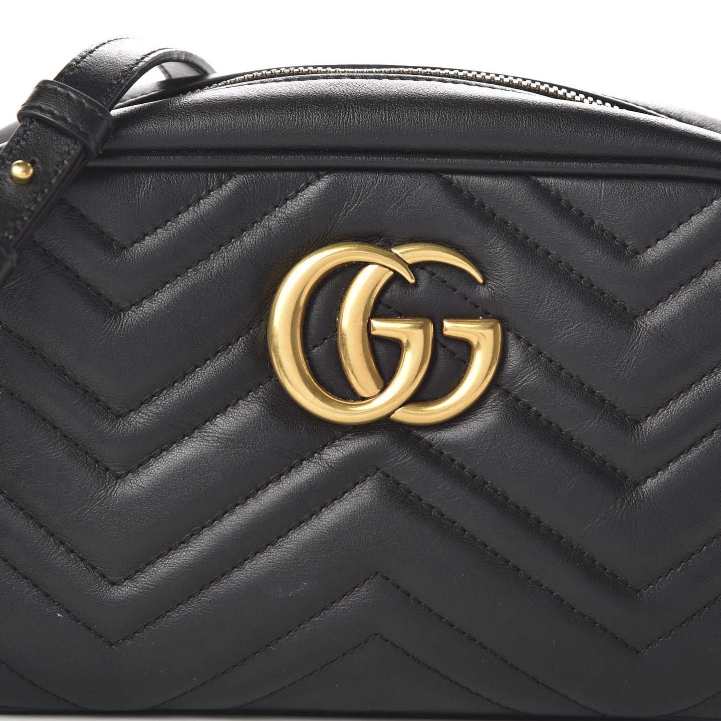 Calfskin Matelasse Small GG Marmont Chain Shoulder Bag Black