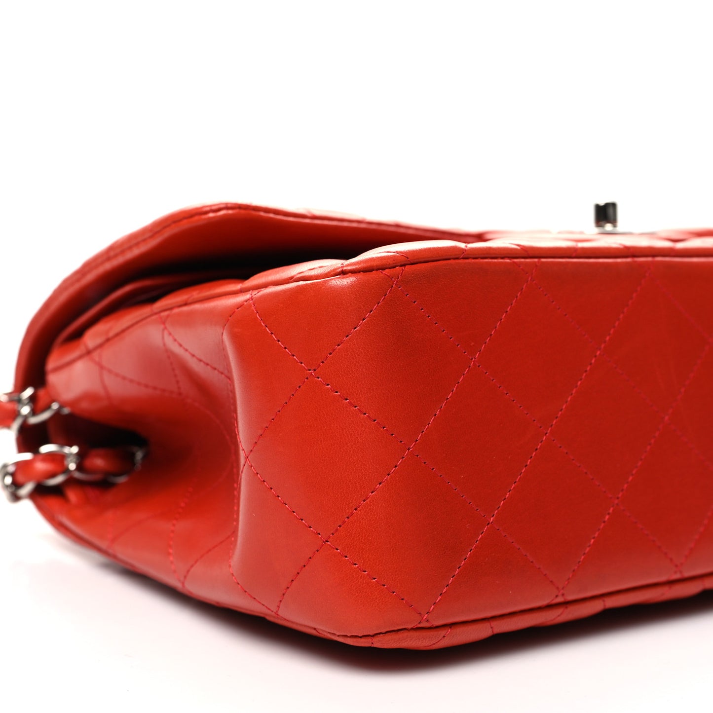 Lambskin Quilted Jumbo Double Flap Red