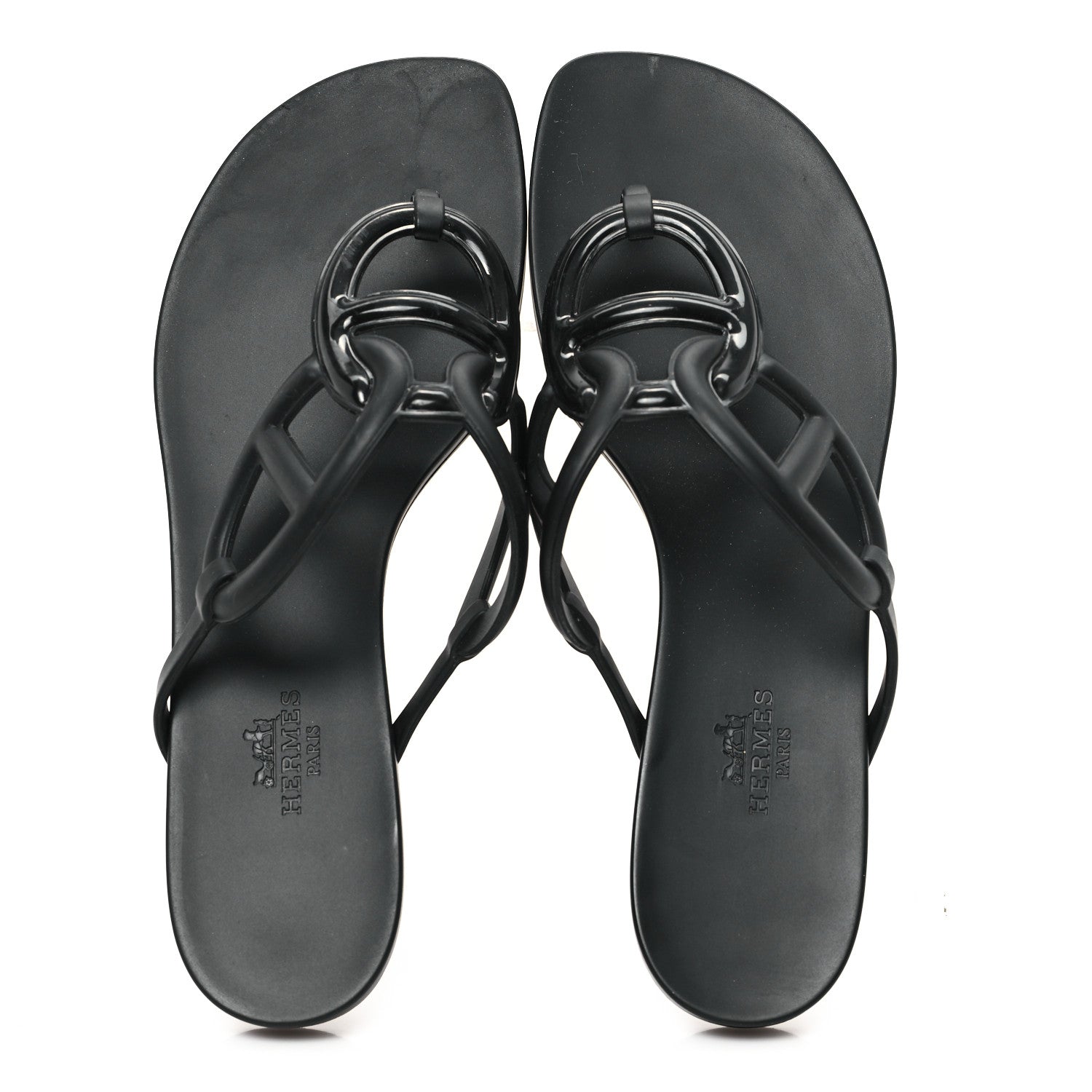 Hermes Rubber Womens Egerie Sandals 38 Black 2 of 10