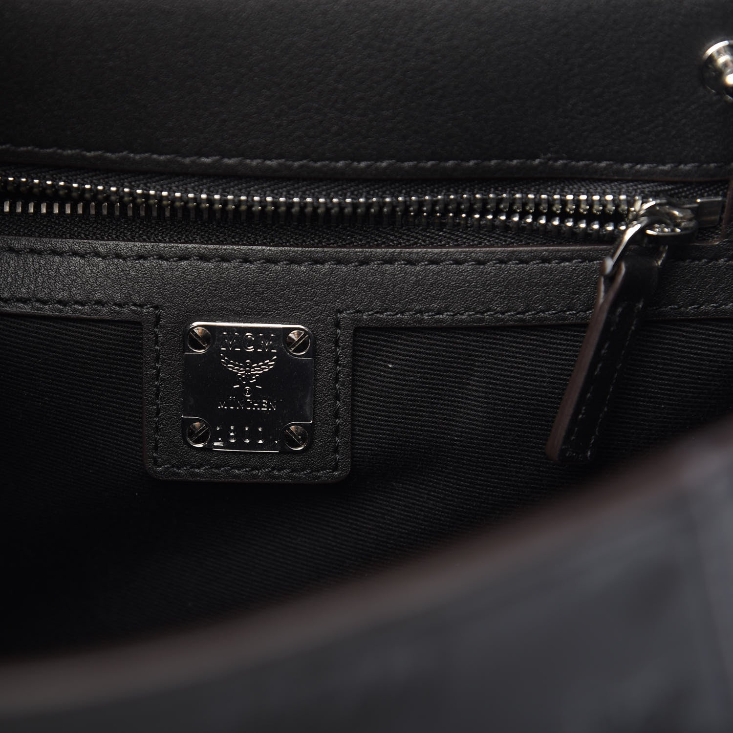 MCM Calfskin Essential Monogram Small Backpack Black 5 of 9