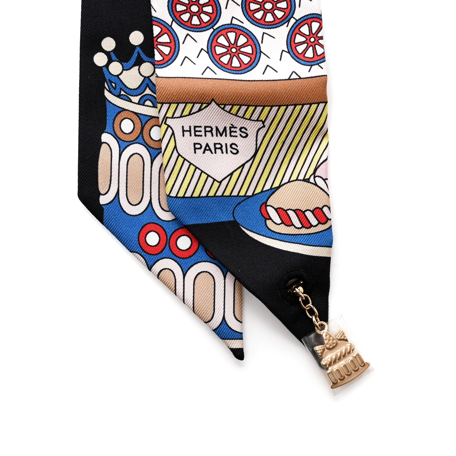 Hermes Silk La Patisserie Francaise Charms Twilly Charms Black White Bleu 5 of 6