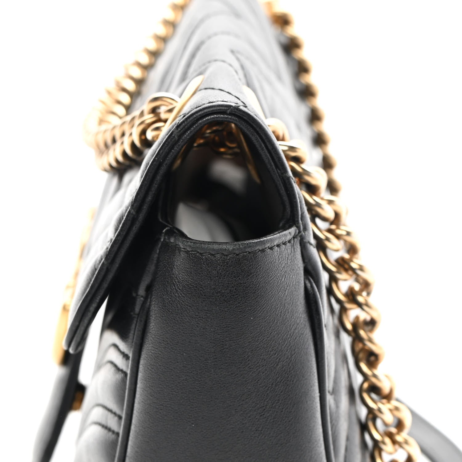 Gucci Calfskin Matelasse Small GG Marmont Shoulder Bag Black 17 of 18