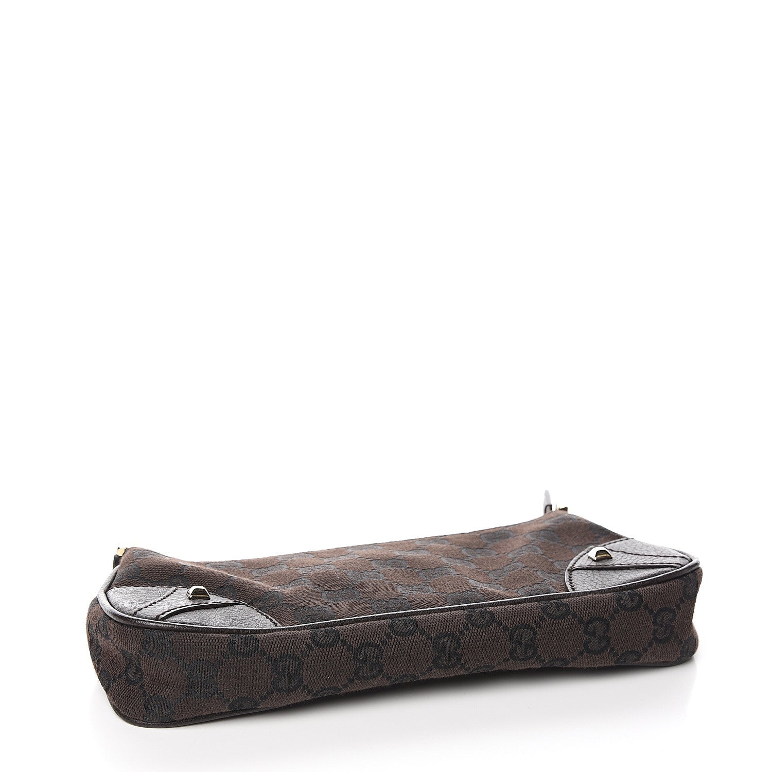 Gucci Monogram Studded Chain Clutch Dark Brown 4 of 10