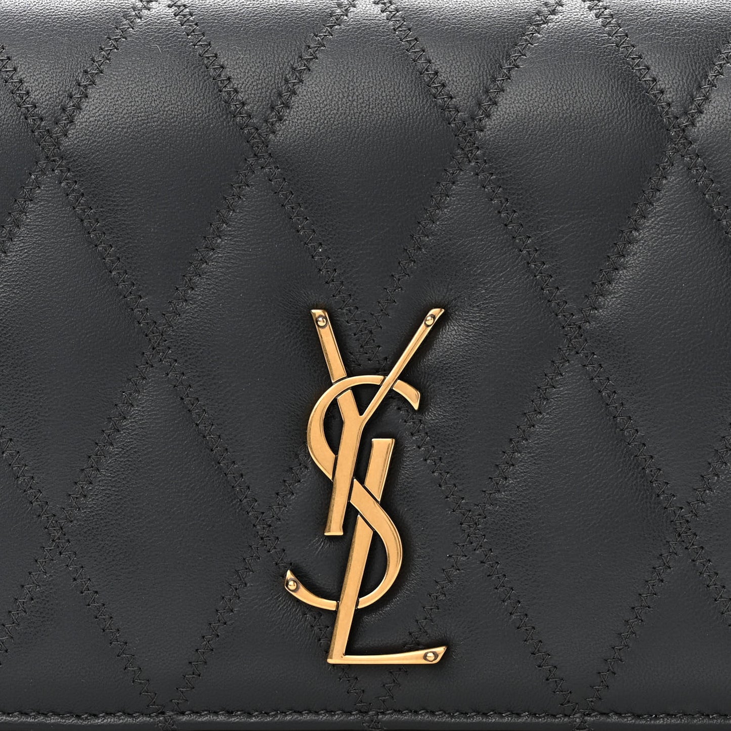 Lambskin Diamond Quilted Monogram Angie Chain Bag Dark Smog