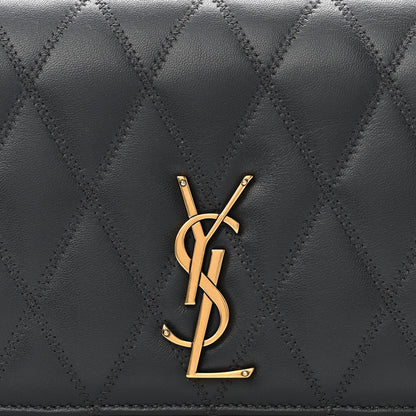 Saint Laurent Lambskin Diamond Quilted Monogram Angie Chain Bag Dark Smog 9 of 12