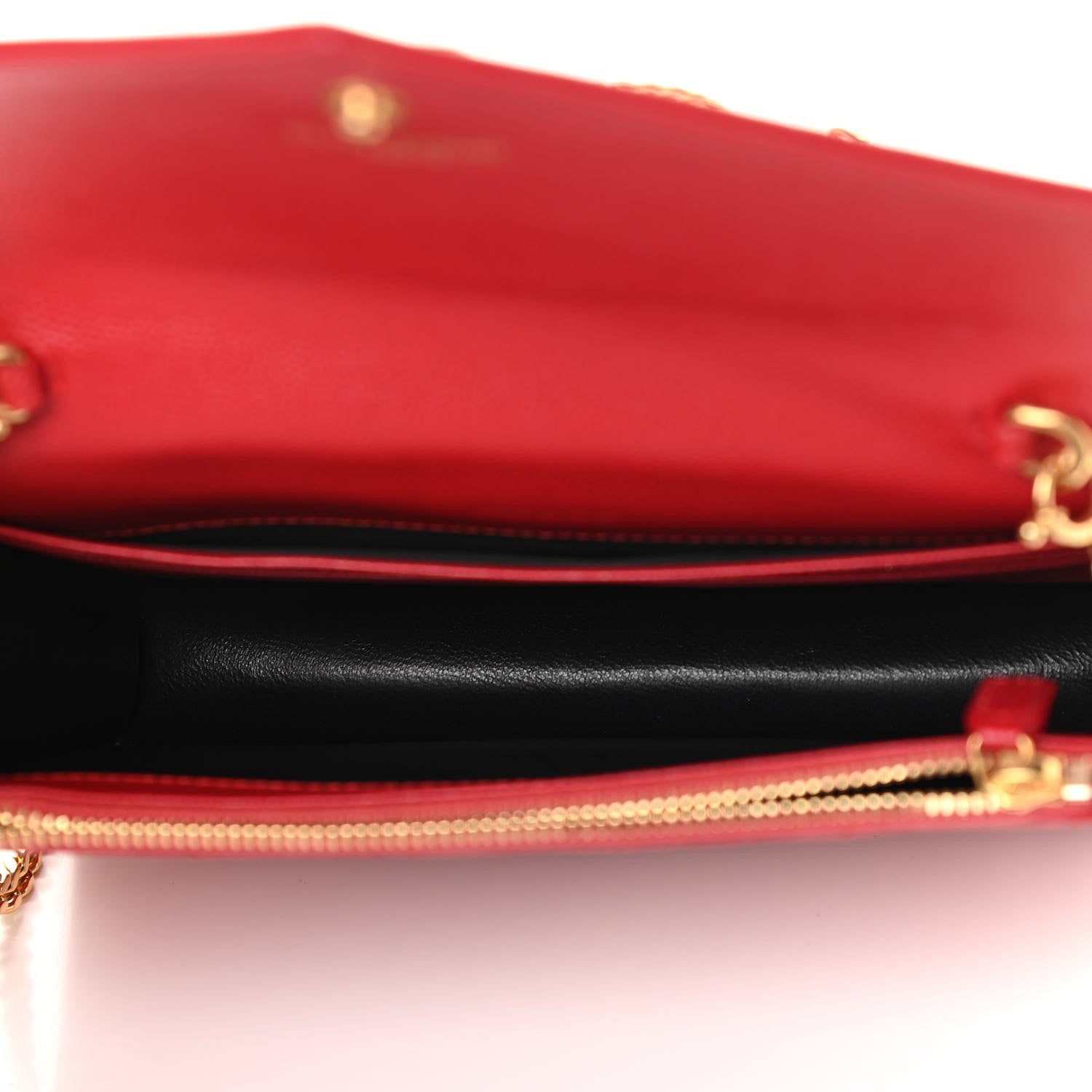Saint Laurent Grain De Poudre Matelasse Chevron Monogram Envelope Chain Wallet New Red 5 of 12