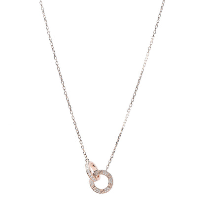 Cartier 18K Pink Gold Diamond Interlocking LOVE Paved Necklace 1 of 4
