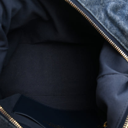 Chanel Washed Denim Quilted Maxi Trendy Pockets Hobo Dark Blue 4 of 9