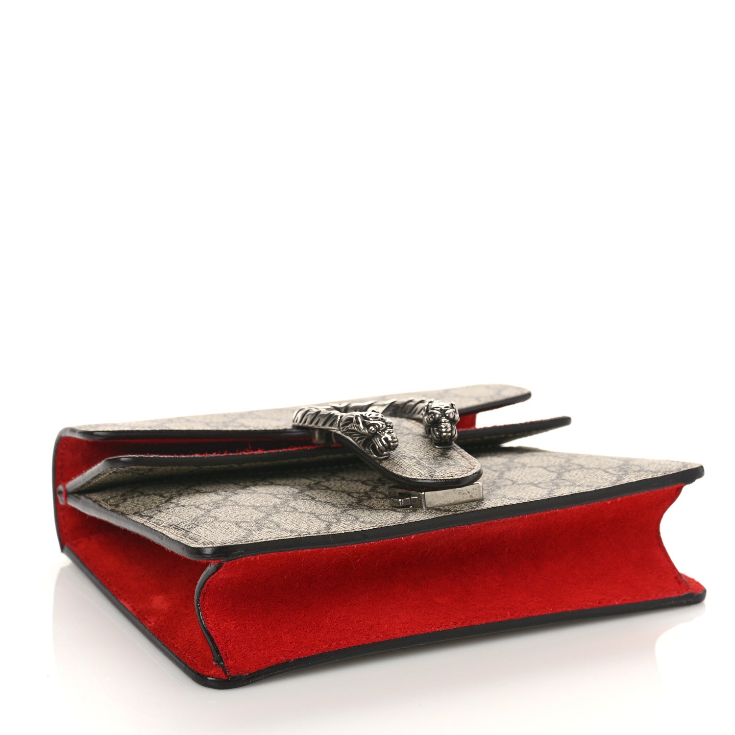 Gucci GG Supreme Monogram Suede Mini Dionysus Shoulder Bag Beige Ebony Vulcanic Red 4 of 13