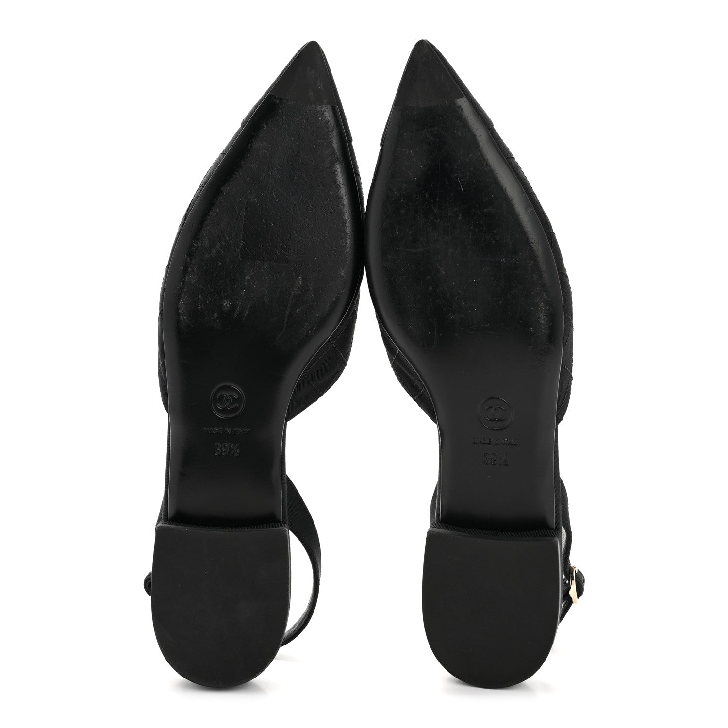 Chanel Grosgrain Camellia Slingback Flats 39.5 Black White 17 of 36