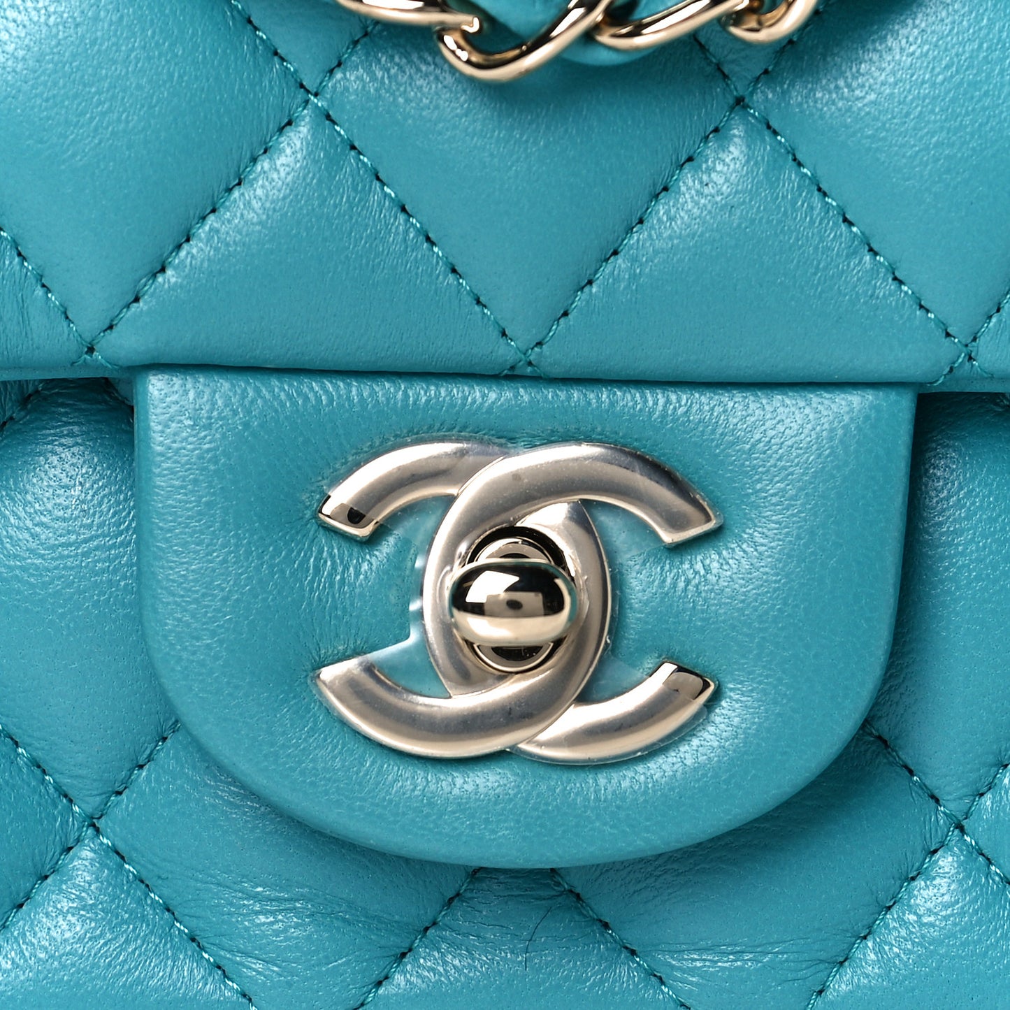 Lambskin Quilted Mini Square Flap Green