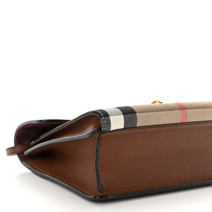 Burberry Derby Calfskin House Check Small Macken Crossbody Bag Tan 9 of 13