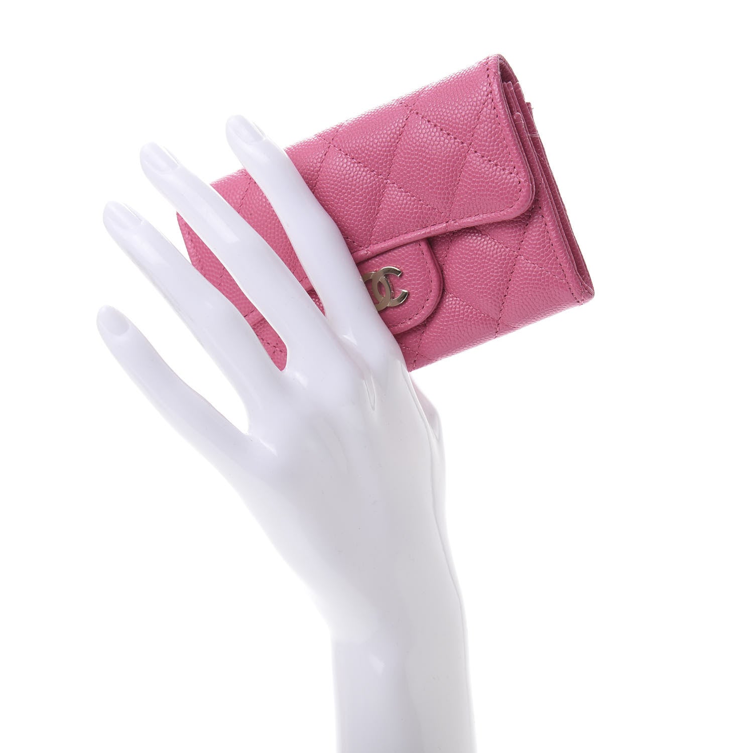 Chanel Caviar Quilted Flap Card Holder Wallet Pink 2 of 9
