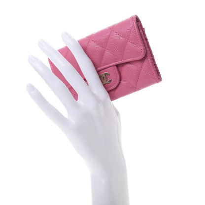 Chanel Caviar Quilted Flap Card Holder Wallet Pink 2 of 9