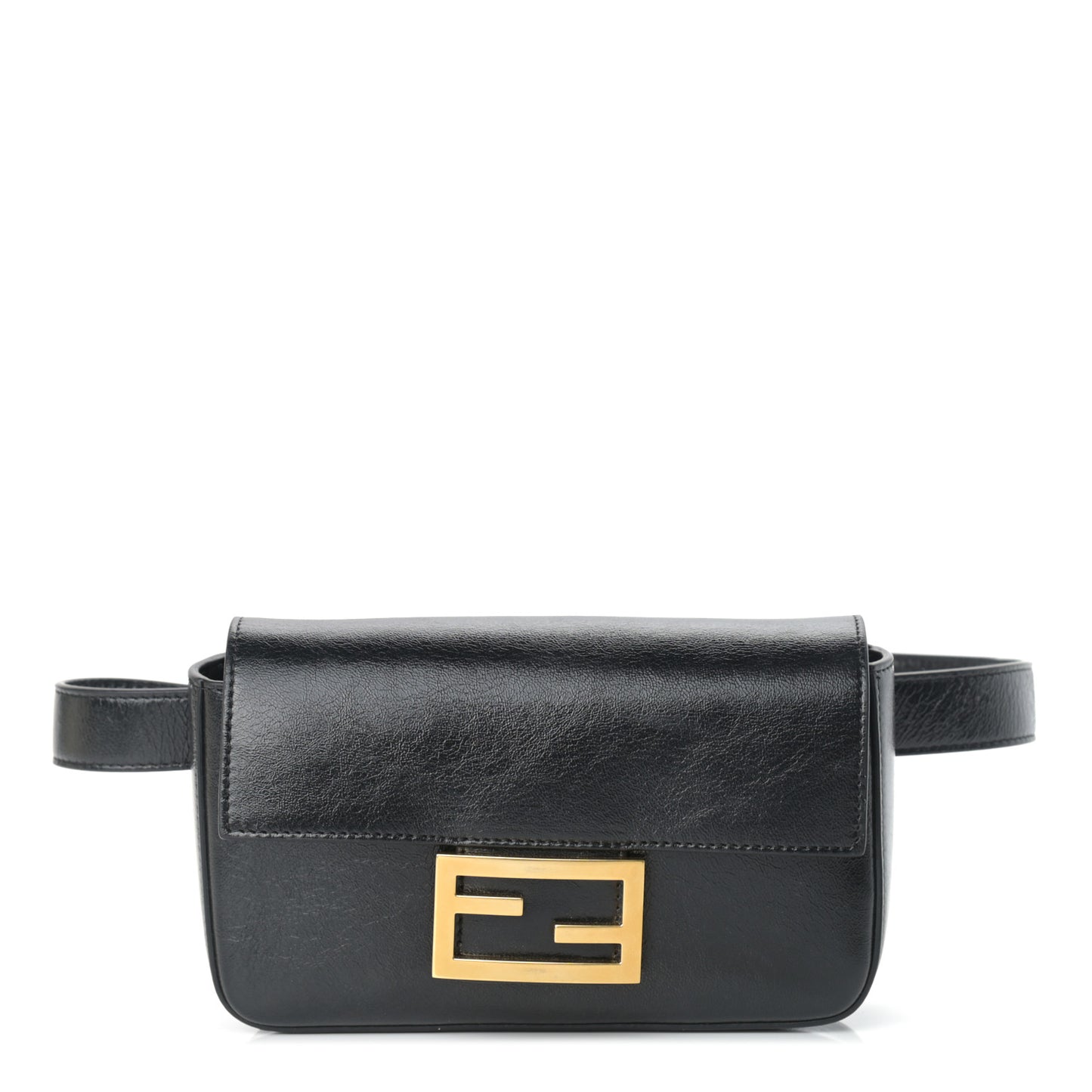 Agnello Old Shine Hip Belt Baguette Bag Black