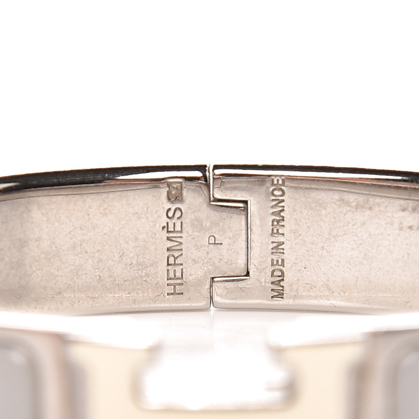 Enamel Narrow Clic Clac H Bracelet PM Blanc Gris Clair