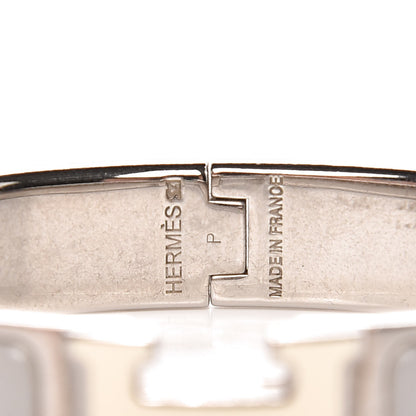 Hermes Enamel Narrow Clic Clac H Bracelet PM Blanc Gris Clair 3 of 4