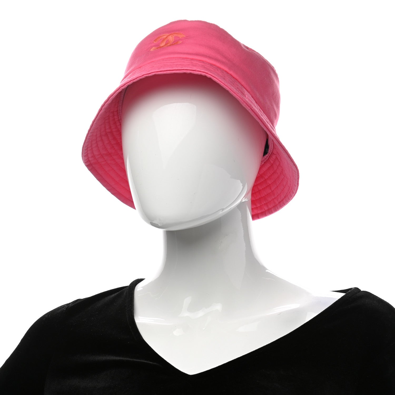 Chanel Canvas CC Bucket Hat M Fuchsia Orange 2 of 9