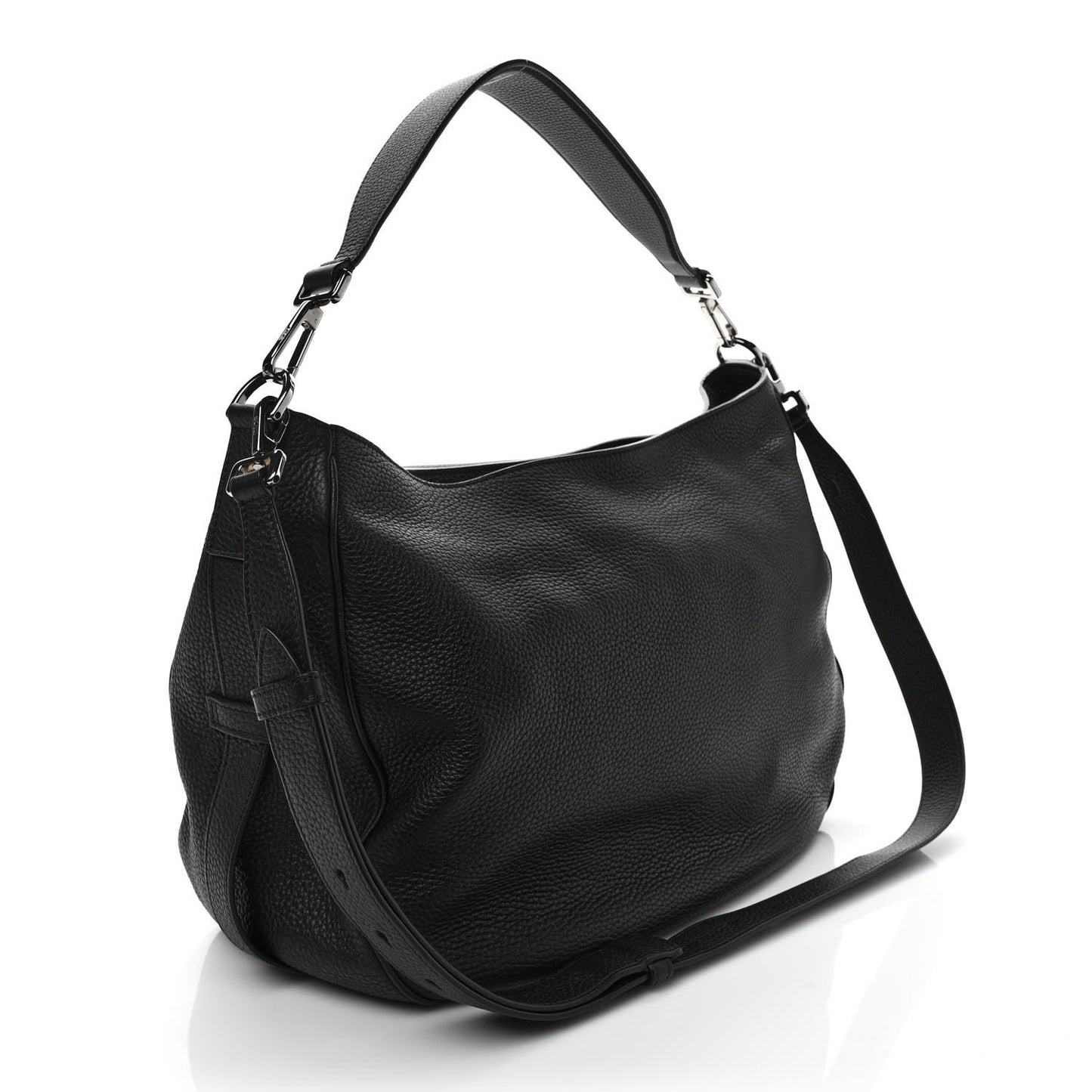 Grained Calfskin Saddle Soft Bag Black