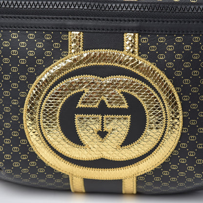 Gucci X DAPPER DAN Calfskin Laminated Ayers GG Micro Monogram Mens Belt Bag Black 9 of 12