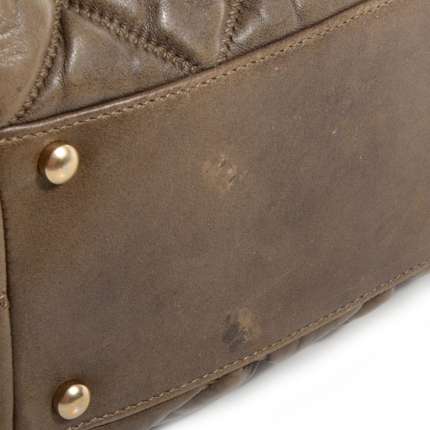 Lambskin Bubble Quilt Bowler Dark Beige
