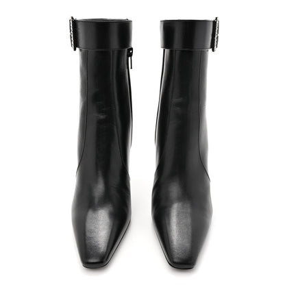 Saint Laurent Goatskin Crystal Buckle Claude 90 Ankle Booties 38 Black 2 of 9