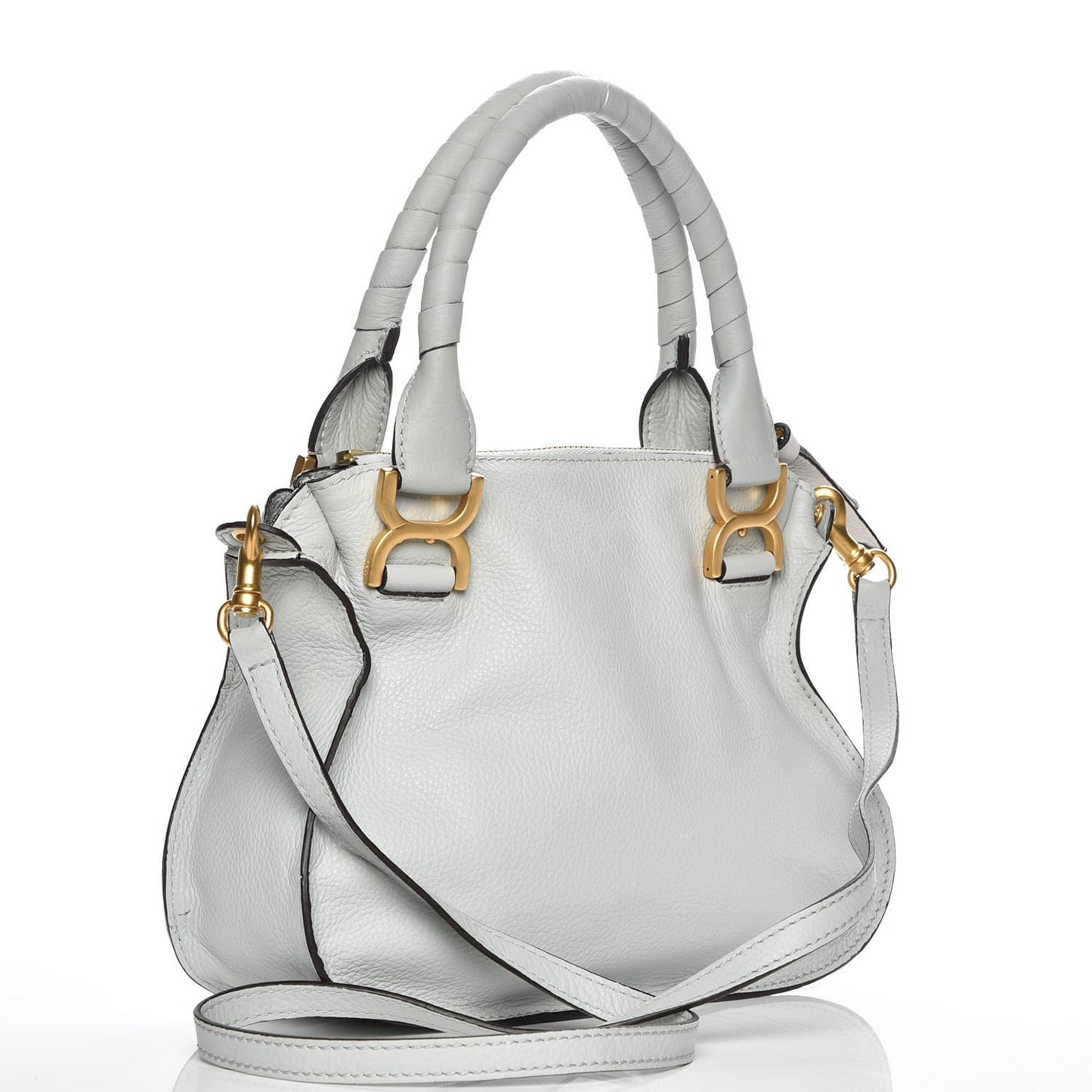 Calfskin Small Marcie Satchel Airy Grey