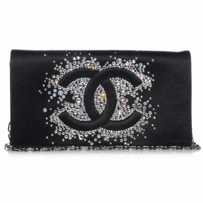 Chanel Satin Diamante Evening Clutch Bag Black 1 of 7