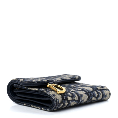 Christian Dior Oblique Saddle Lotus Wallet Blue 4 of 11