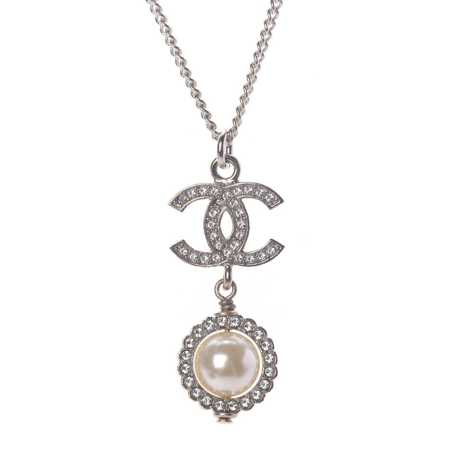 Crystal Pearl CC Lace Camellia Necklace Gold