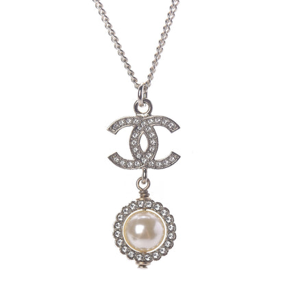 Chanel Crystal Pearl CC Lace Camellia Necklace Gold 3 of 7