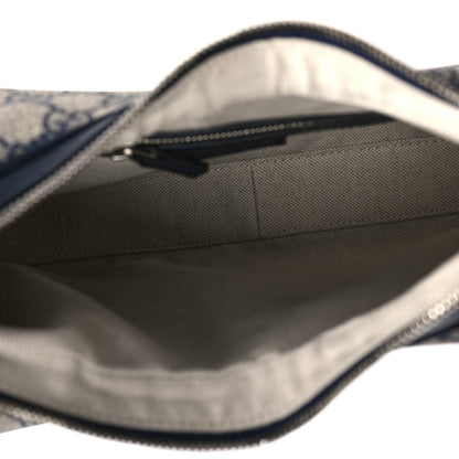 Gucci GG Supreme Monogram Textured Calfskin Web Large Attache Shoulder Bag Beige Blue 5 of 8
