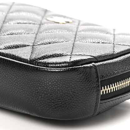 Chanel Caviar Quilted Small Curvy Pouch Cosmetic Case Black 10 of 10
