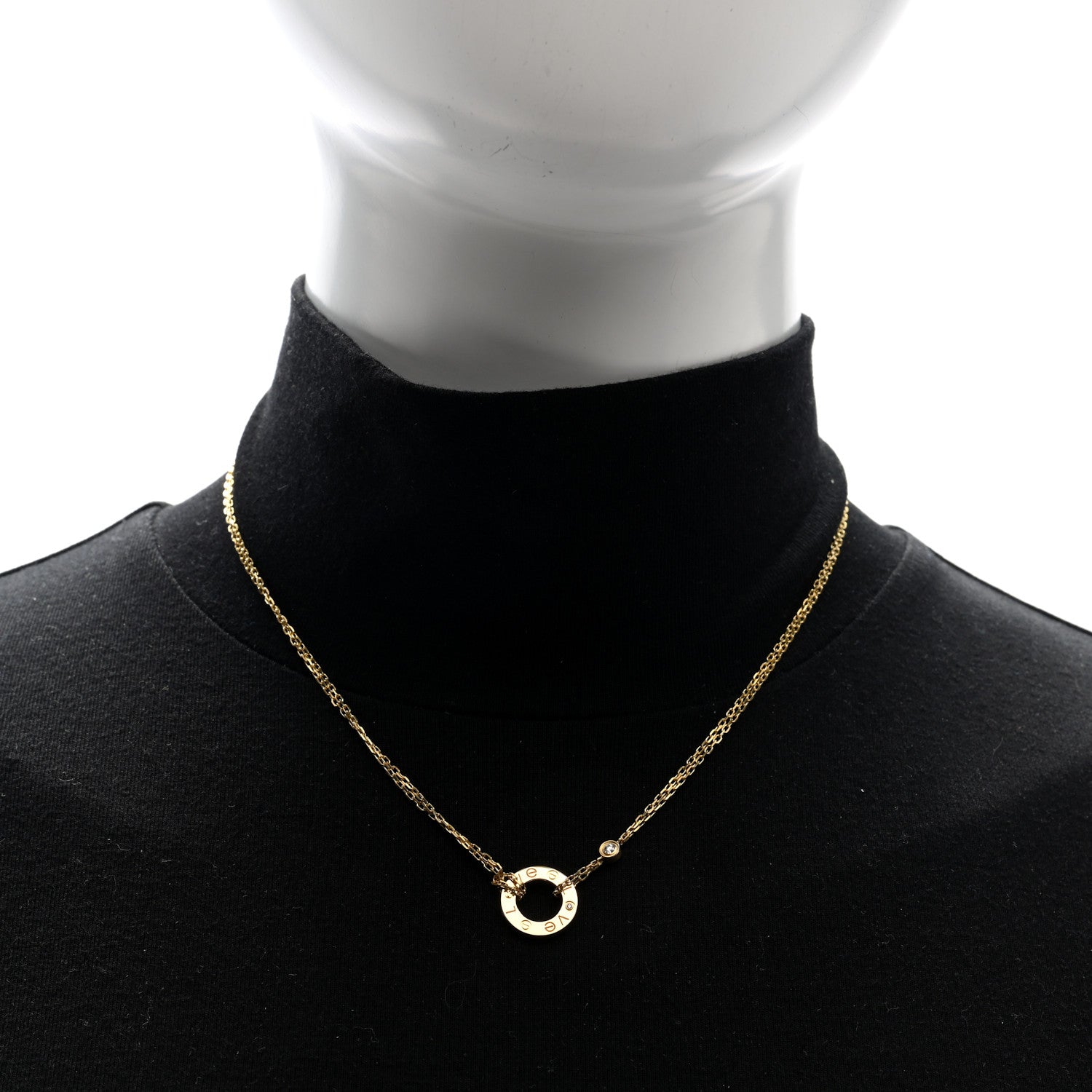 Cartier 18K Yellow Gold 2 Diamond LOVE Necklace 2 of 4