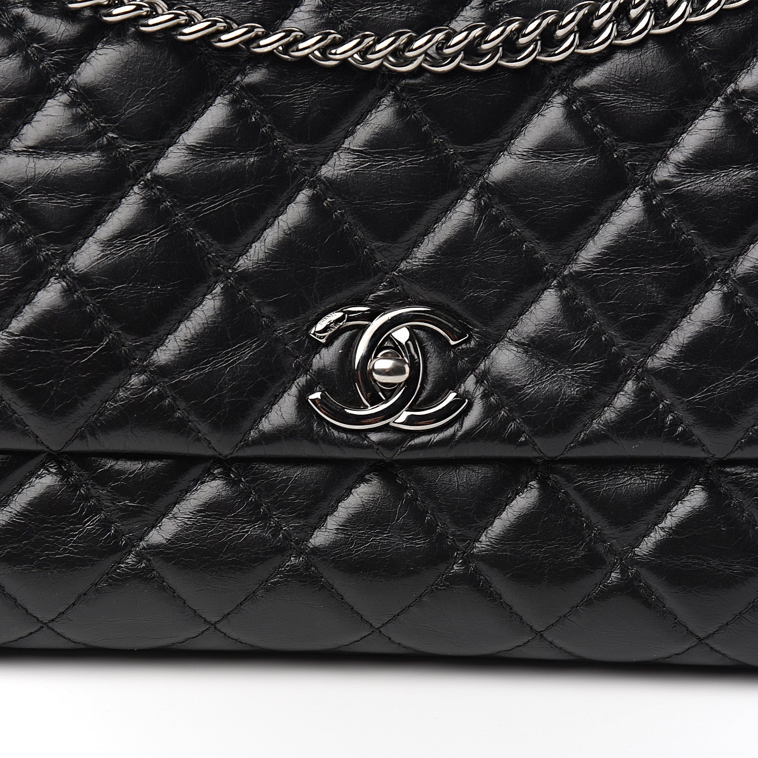 Chanel Shiny Crumpled Calfskin Quilted Medium Lady Pearly Flap Black 10 of 11