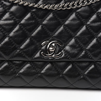 Chanel Shiny Crumpled Calfskin Quilted Medium Lady Pearly Flap Black 10 of 11