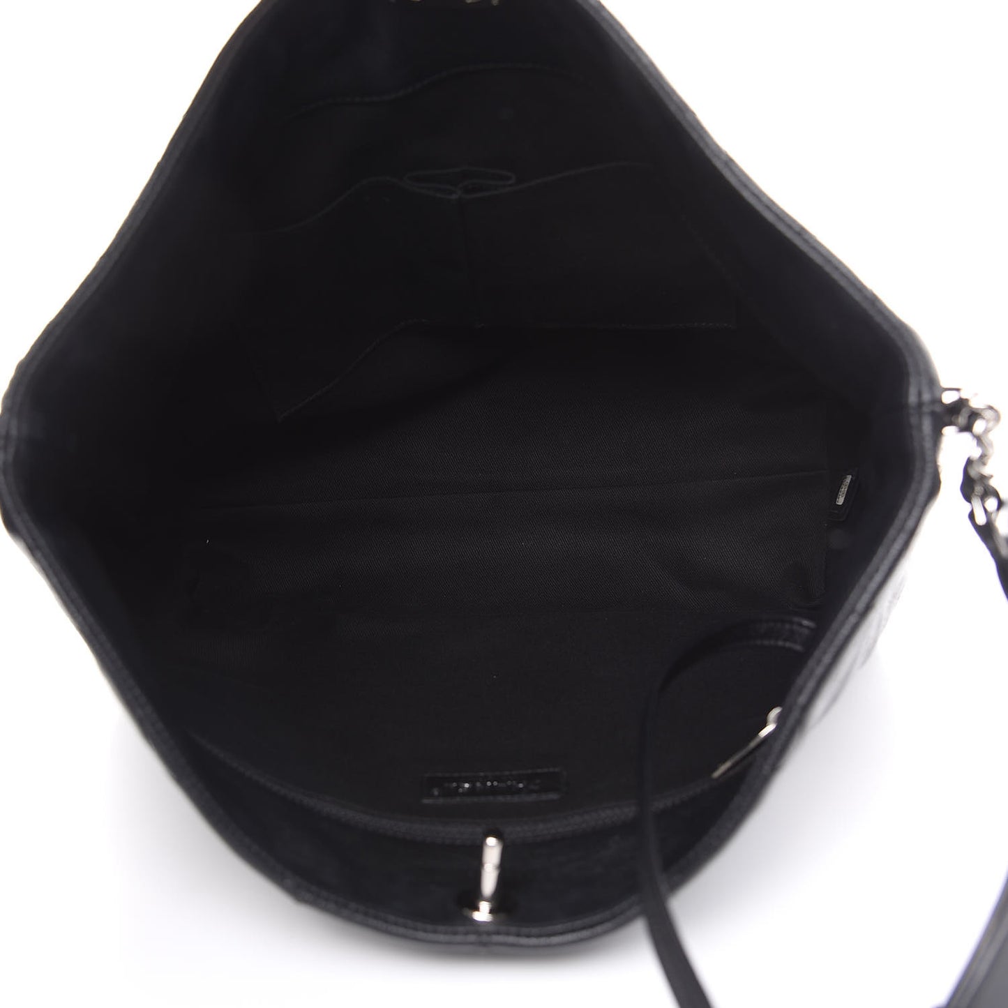 Grained Calfskin Stitched Medium Braided With Style Hobo Black