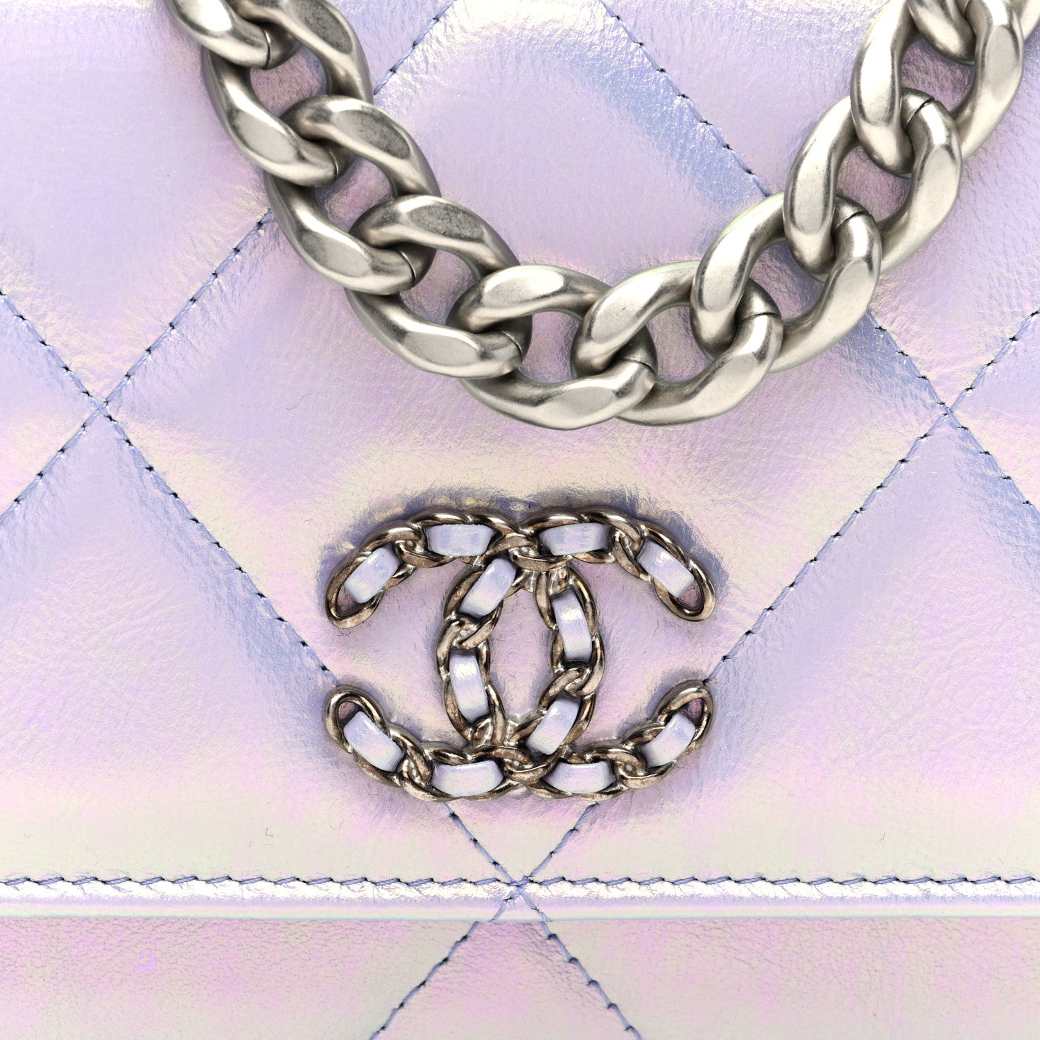 Chanel Iridescent Calfskin Quilted Chanel 19 Wallet On Chain WOC Light Purple 8 of 10