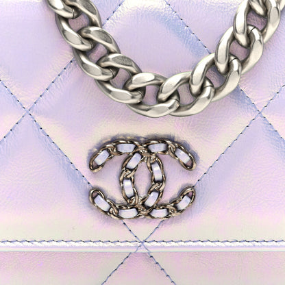 Chanel Iridescent Calfskin Quilted Chanel 19 Wallet On Chain WOC Light Purple 8 of 10