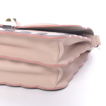 Fendi Vitello Dolce Scalloped Studded Scrollwork Kan I Shoulder Bag Plaster Black 9 of 12