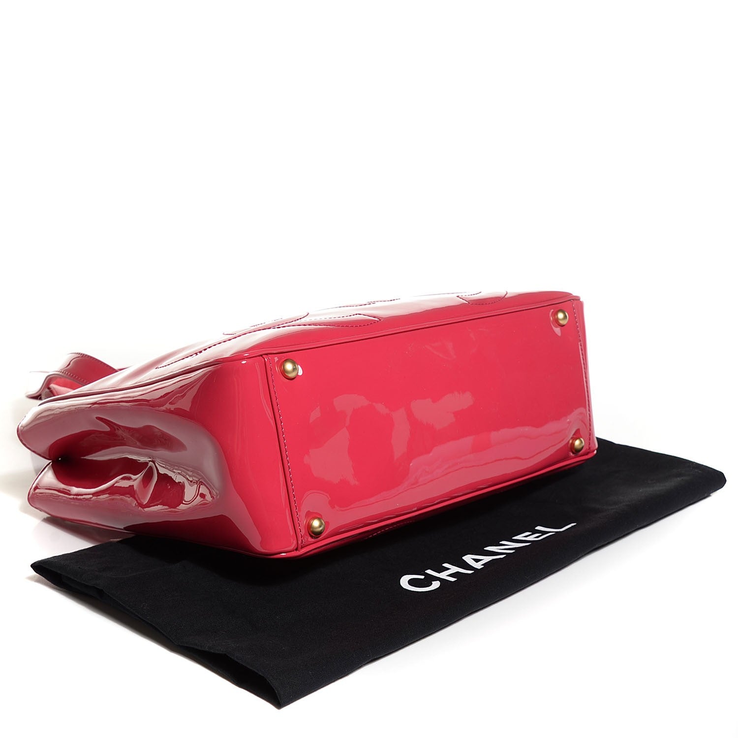 Chanel Patent CC Logo Tote Dark Pink 4 of 7