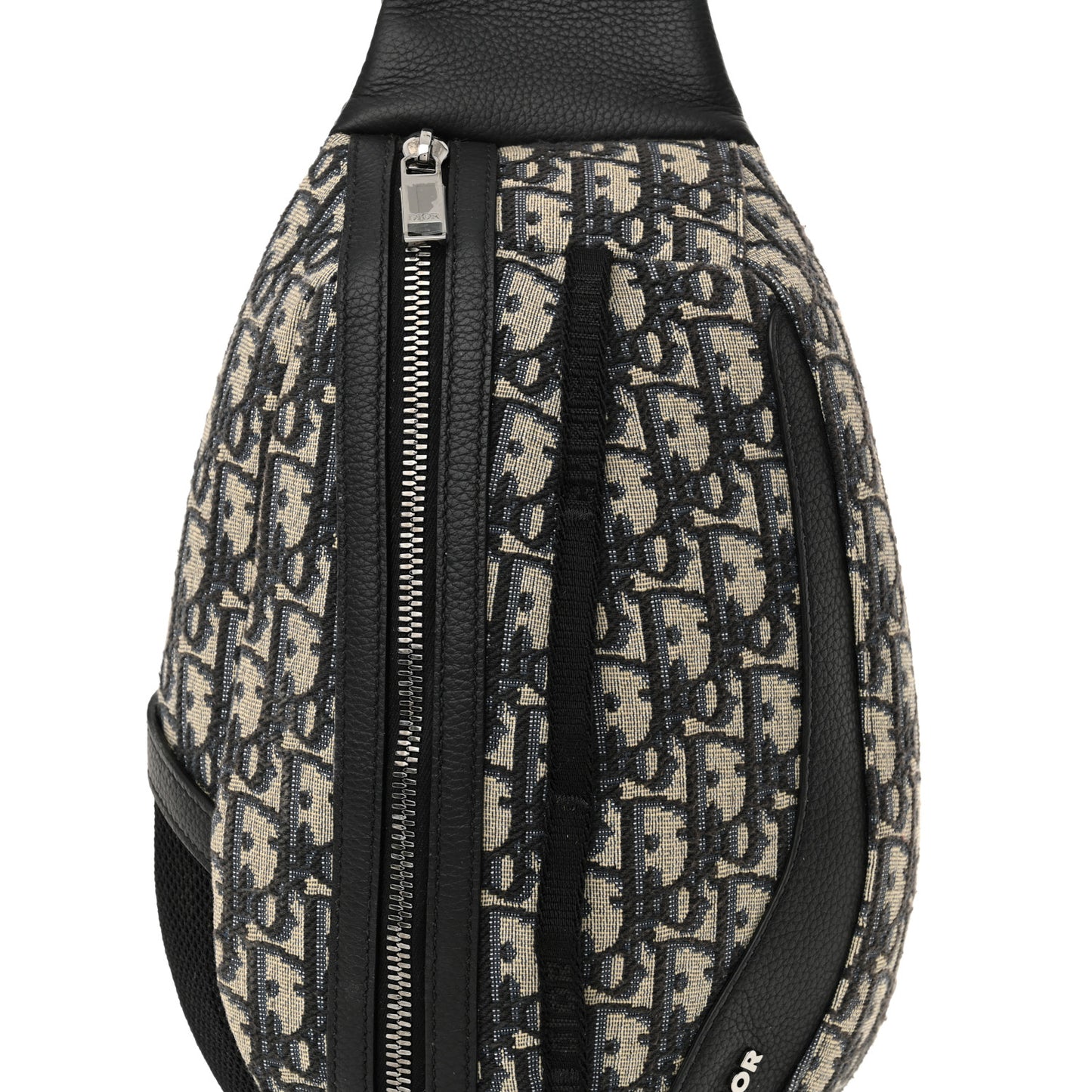 Grained Calfskin Oblique Scarab Sling Bag Blue Black