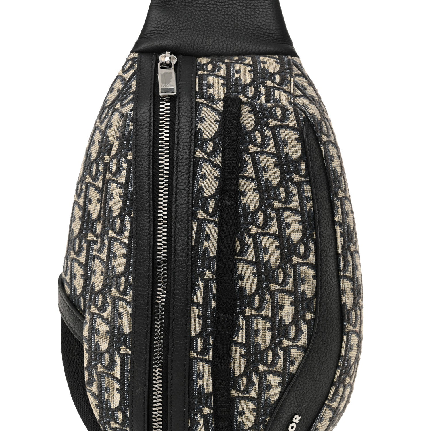 Christian Dior Grained Calfskin Oblique Scarab Sling Bag Blue Black 8 of 11